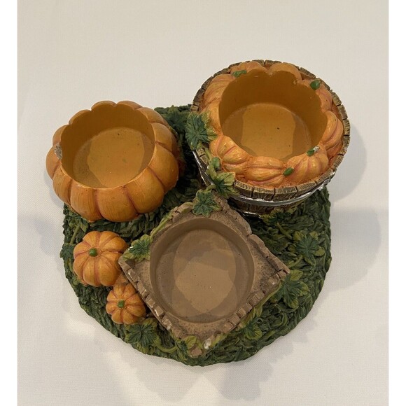 Vintage 3 Tea light Pumpkin Candle Holder. - Picture 4 of 8
